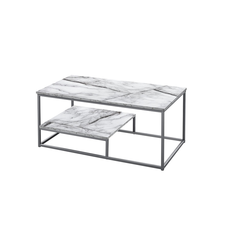 Set Of Three 42" White Rectangular Coffee Table With Shelf By Homeroots