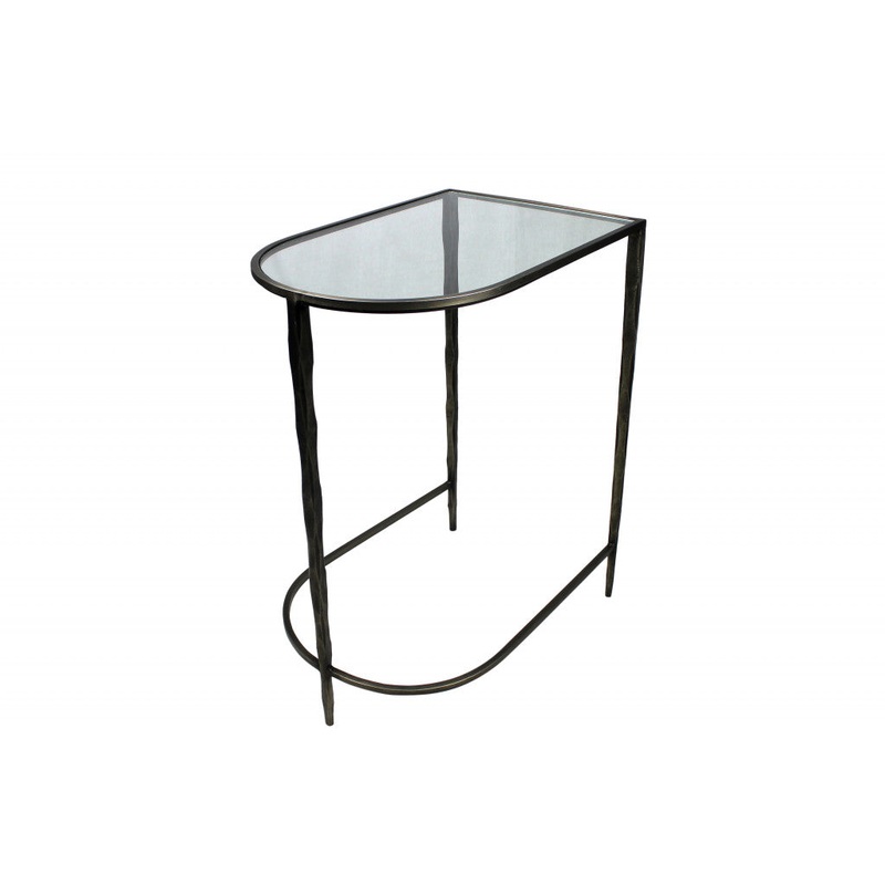 Set of Two 25" Clear and Gold Glass Free Form Frame Console Table By Homeroots