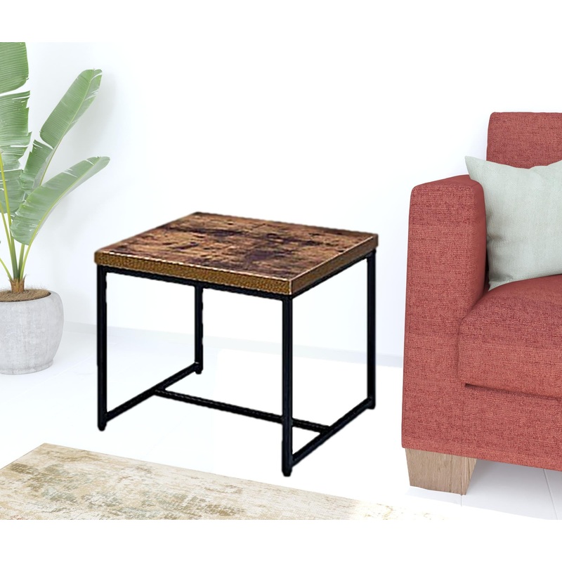 19" Black And Brown Oak Manufactured Wood And Metal End Table By Homeroots