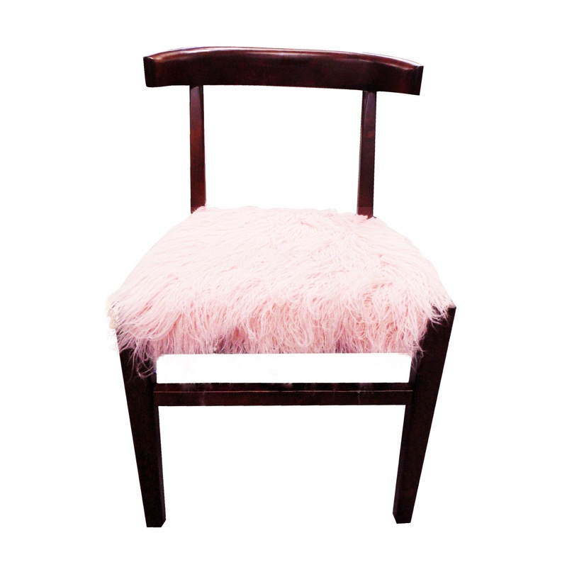 21" Blush Faux Fur And Dark Brown Solid Color Side Chair By Homeroots