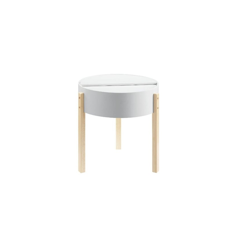 21" Natural Brown And White Manufactured Wood And Solid Wood Round End Table By Homeroots