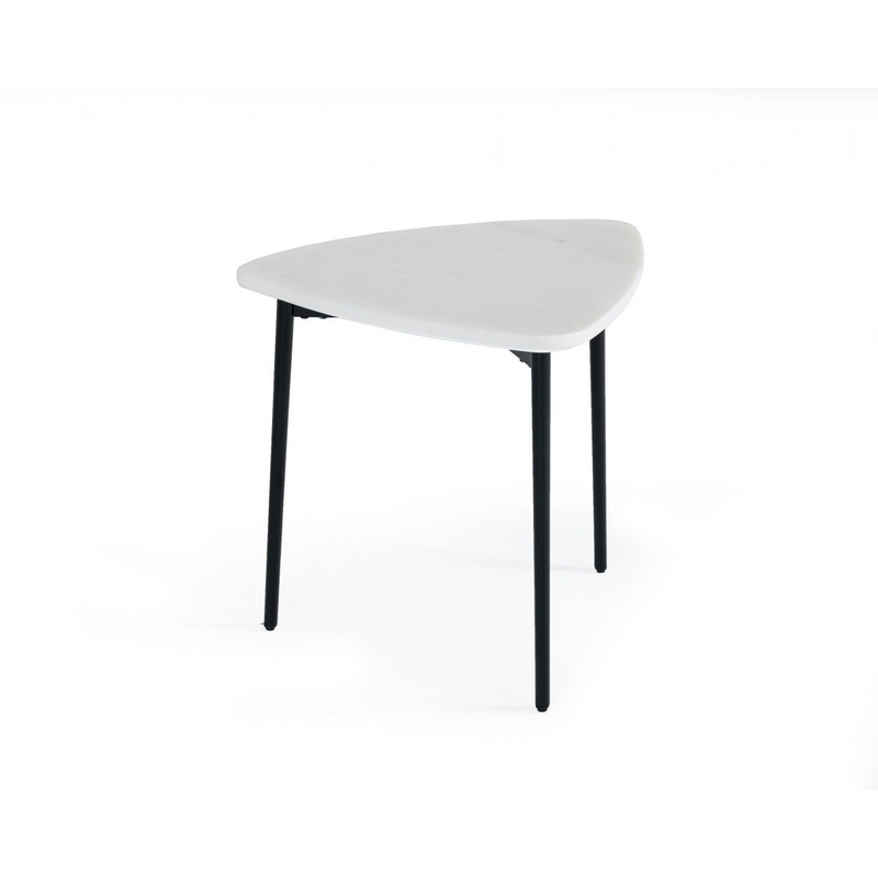 22" Black And White Marble Triangle End Table By Homeroots