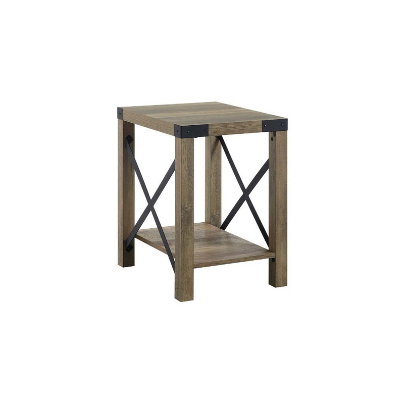 22" Rustic Oak Manufactured Wood Rectangular End Table With Shelf By Homeroots