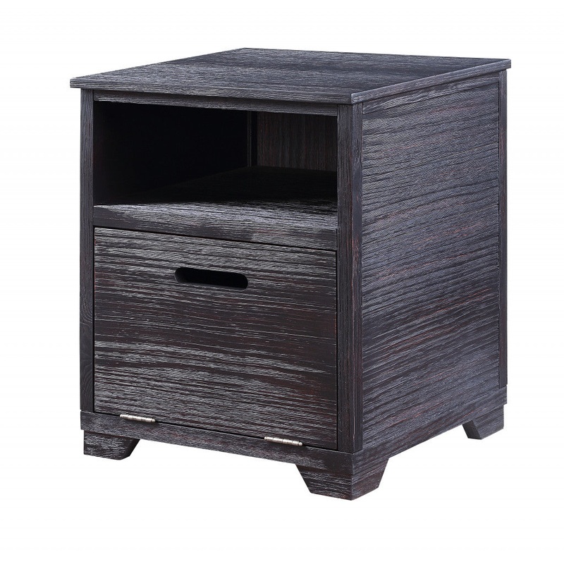 24" Black Manufactured Wood And Solid Wood Rectangular End Table By Homeroots