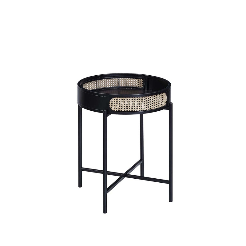 24" Black Melamine Veneer And Manufactured Wood Round End Table By Homeroots