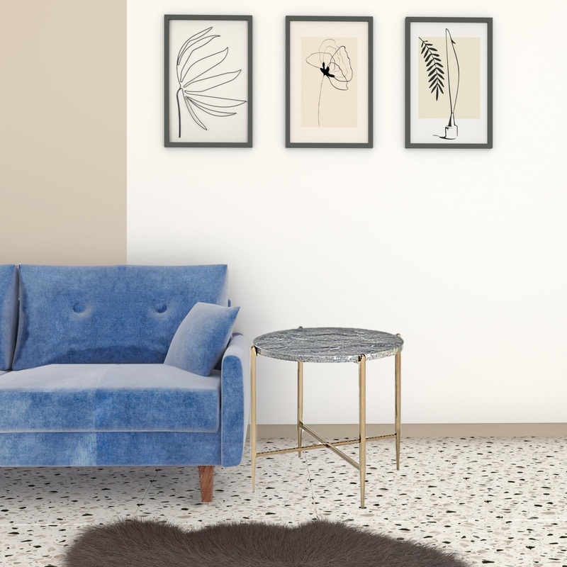 24" Champagne And Light Gray Manufactured Wood And Metal Round End Table By Homeroots