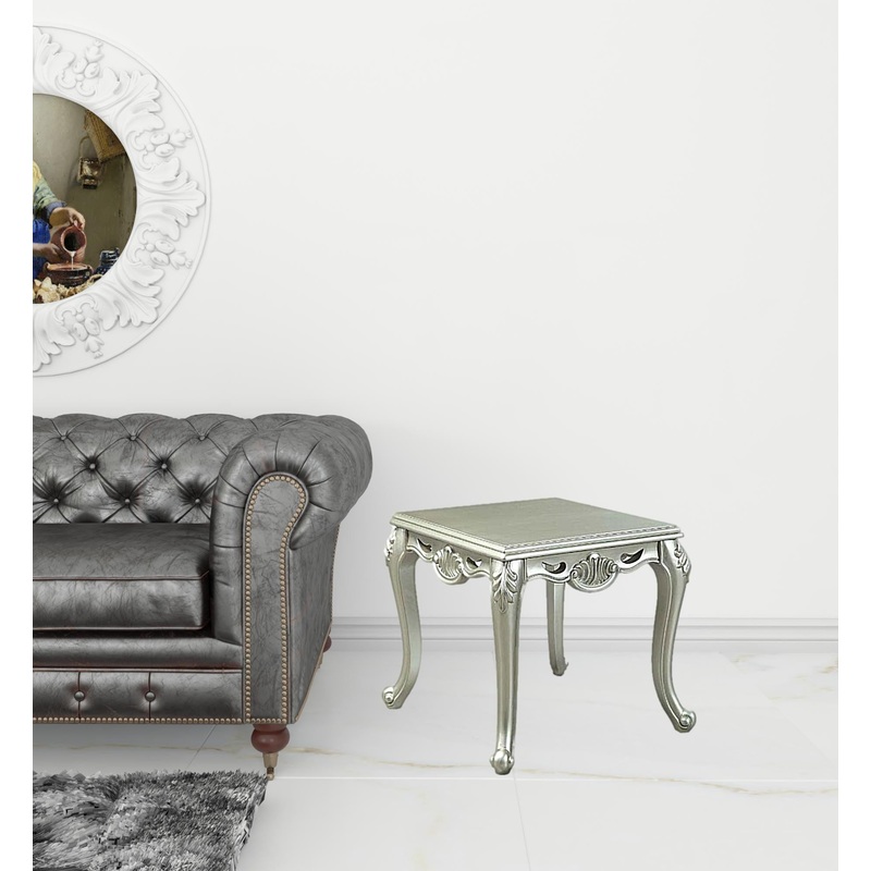 24" Champagne Manufactured Wood Square End Table By Homeroots