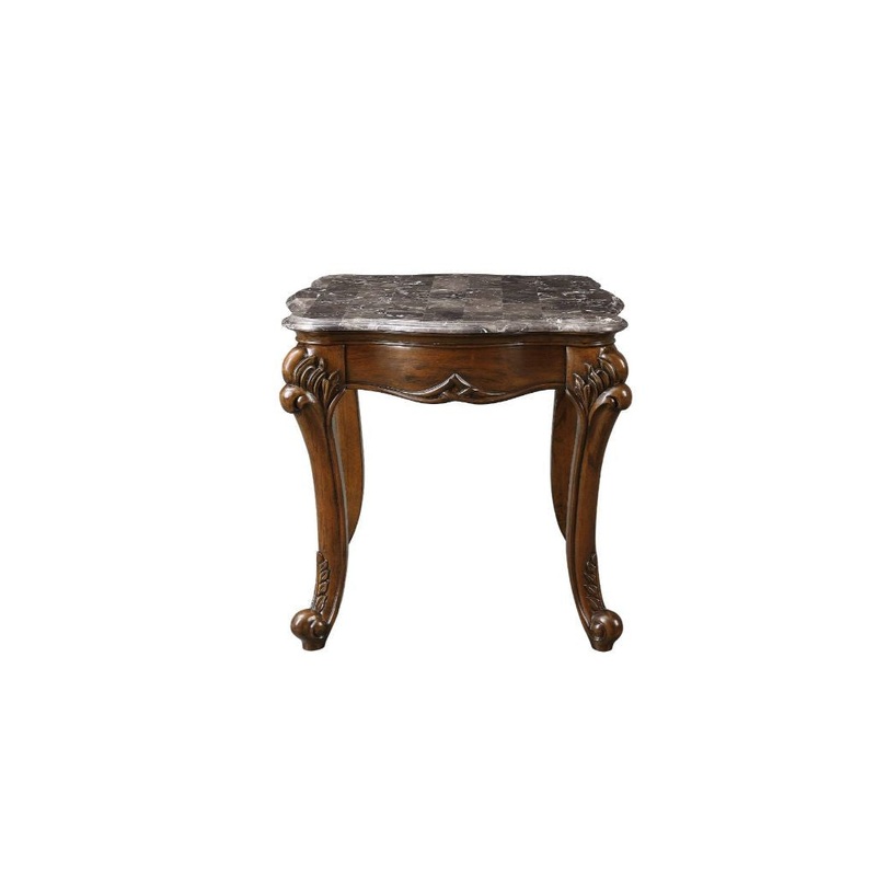 24" Cherry And Brown Marble  Polyresin Rectangular End Table By Homeroots