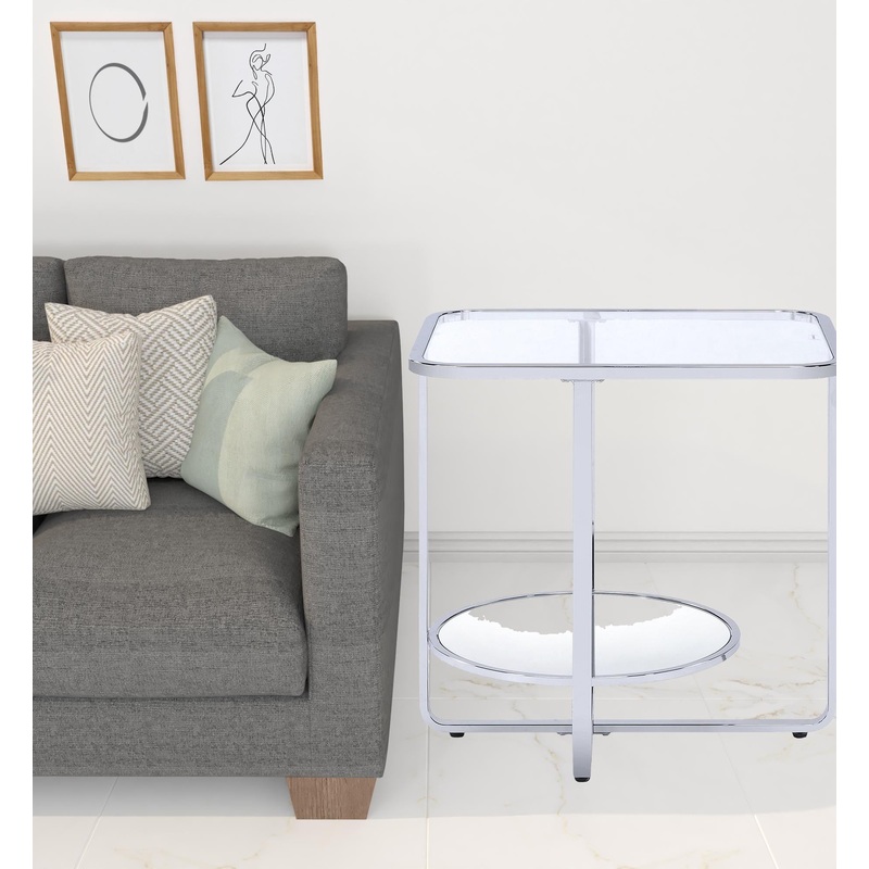 24" Chrome And Clear Glass Rectangular End Table By Homeroots