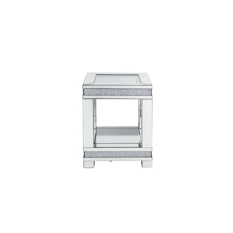 24" Clear Glass And Manufactured Wood Square End Table With Shelf By Homeroots