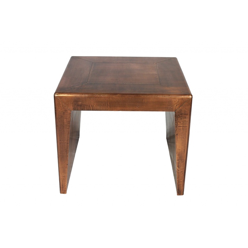 24" Copper Rustic Solid Wood Square End Table By Homeroots