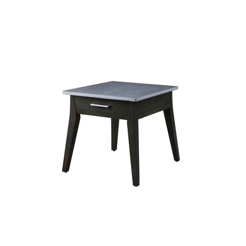24" Dark Brown And Gray Sintered Stone Manufactured Wood Rectangular End Table With Drawer By Homeroots