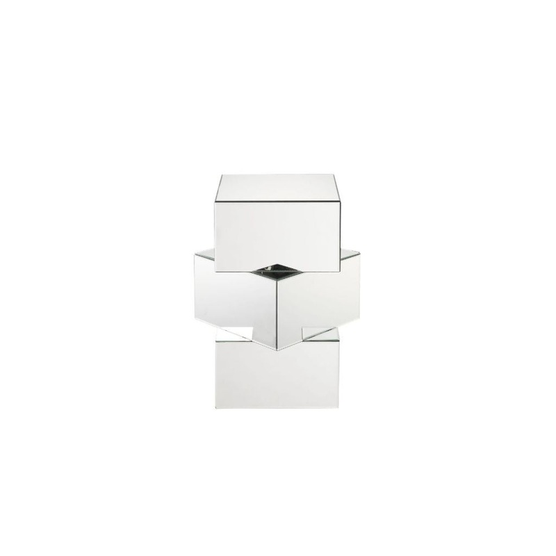 24" Mirrored Contemporary Stacking Square End Table By Homeroots