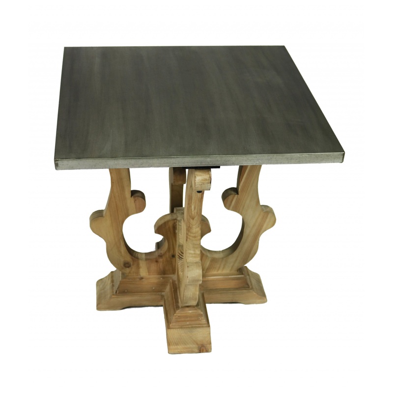 24" Natural Brown And Gray Metal And Solid Wood Square End Table By Homeroots
