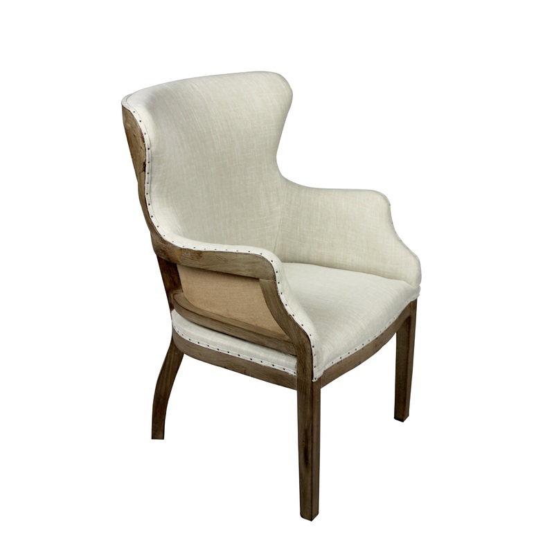 25" Natural Polyester Blend Solid Color Arm Chair By Homeroots