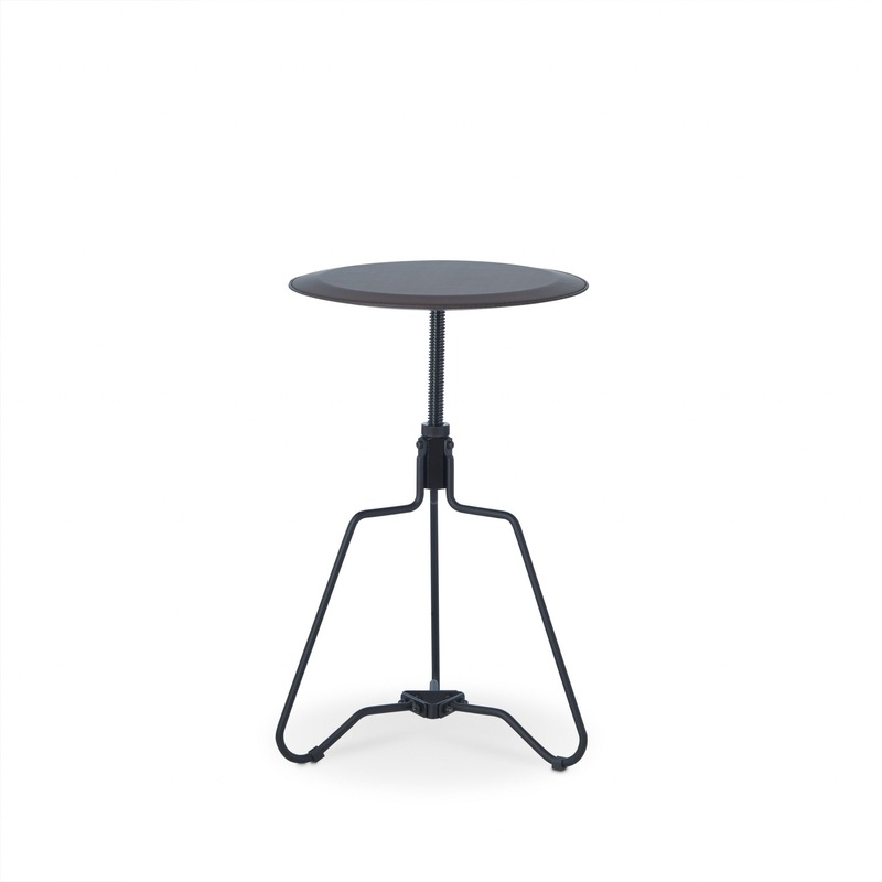 25" Sandy Black And Espresso Veneer And Metal Round End Table By Homeroots