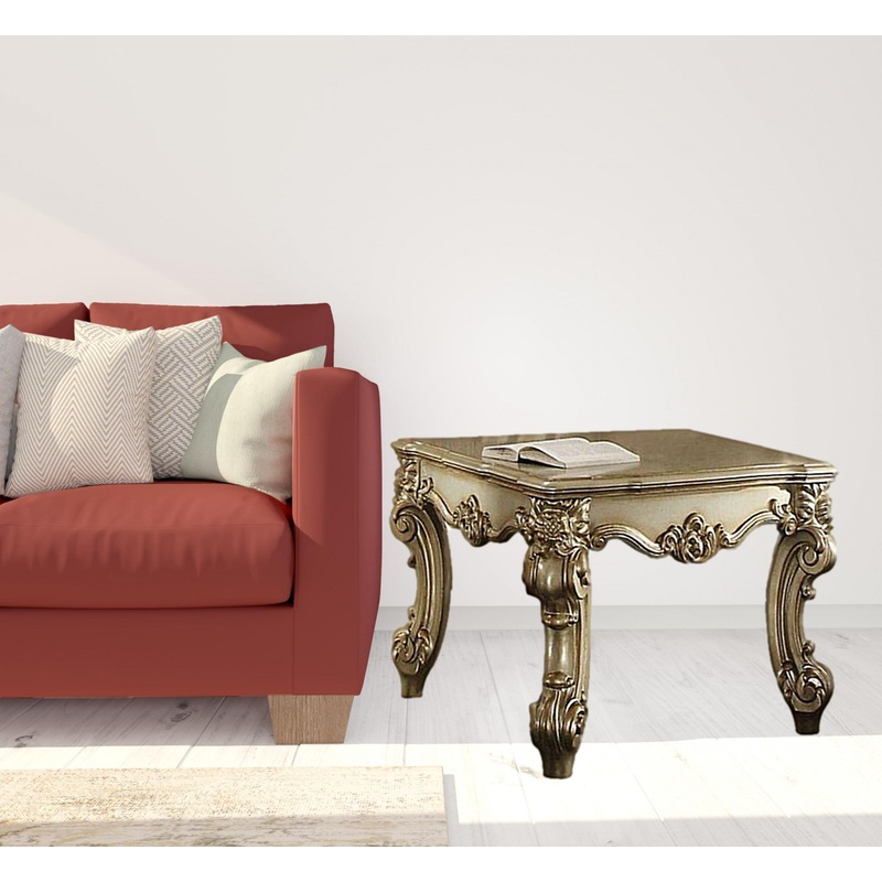 26" Gold Patina Manufactured Wood Square End Table By Homeroots