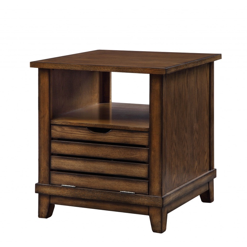 26" Oak Manufactured Wood Square End Table By Homeroots