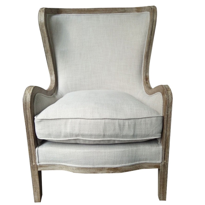 28" Ivory Taupe Linen Solid Color Lounge Chair By Homeroots
