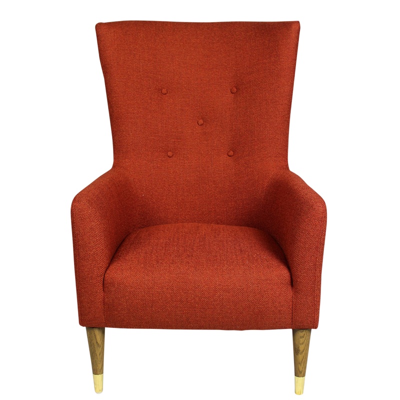 28" Orange And Natural Solid Color Lounge Chair By Homeroots
