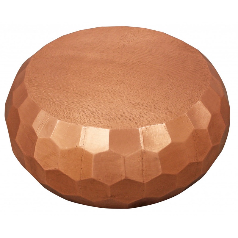 28" Rustic Copper Brass Hexagon Coffee Table By Homeroots