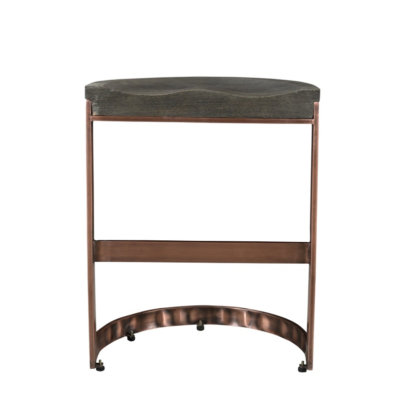 30" Gray And Copper Iron Backless Bar Height Bar Chair With Footrest By Homeroots