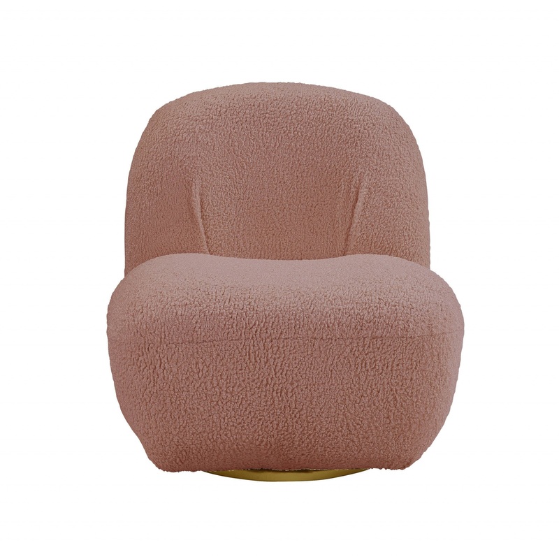 32" Pink Sherpa Solid Color Swivel Slipper Chair By Homeroots
