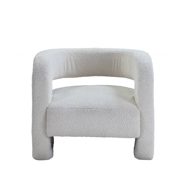 32" White Sherpa Solid Color Barrel Chair By Homeroots