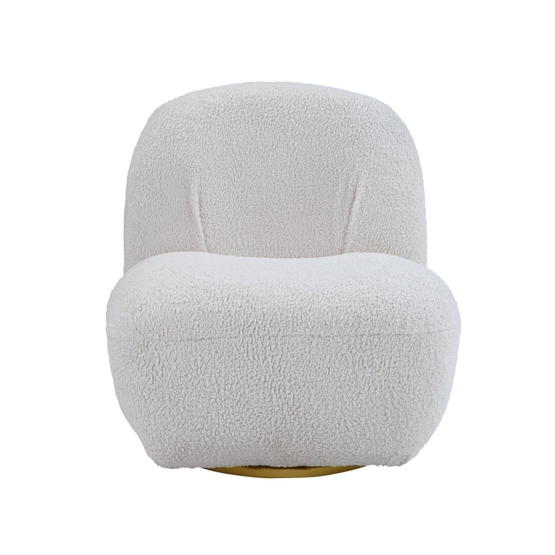 32" White Sherpa Solid Color Swivel Slipper Chair By Homeroots