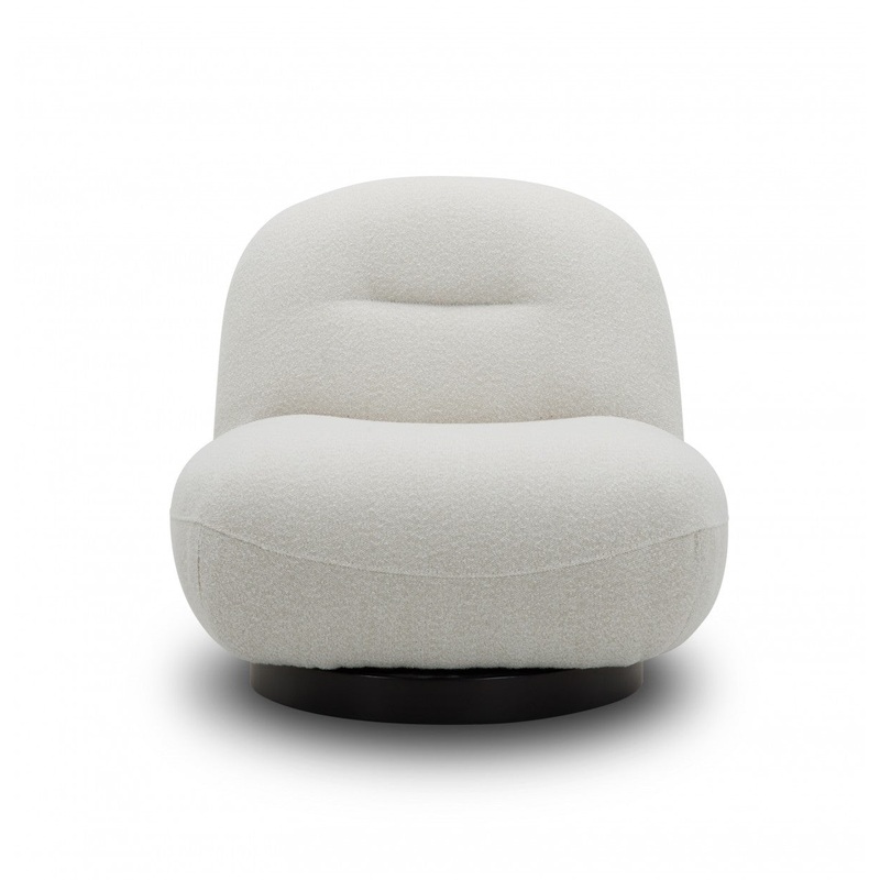 33" Cream 100% Polyester Solid Color Swivel Lounge Chair By Homeroots