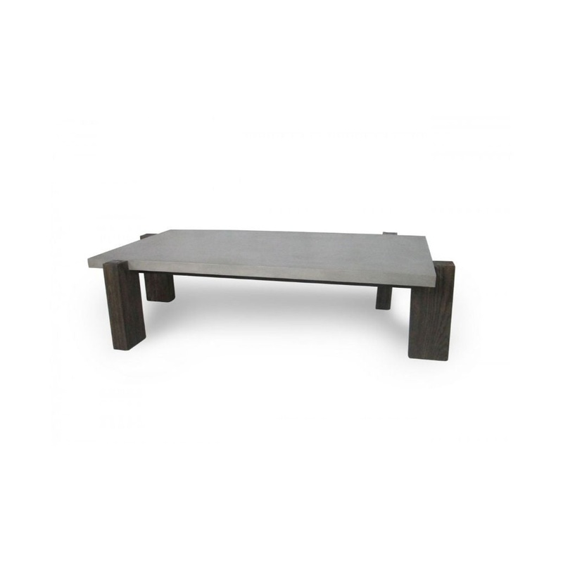 33" Walnut And Dark Grey Concrete Rectangular Coffee Table By Homeroots