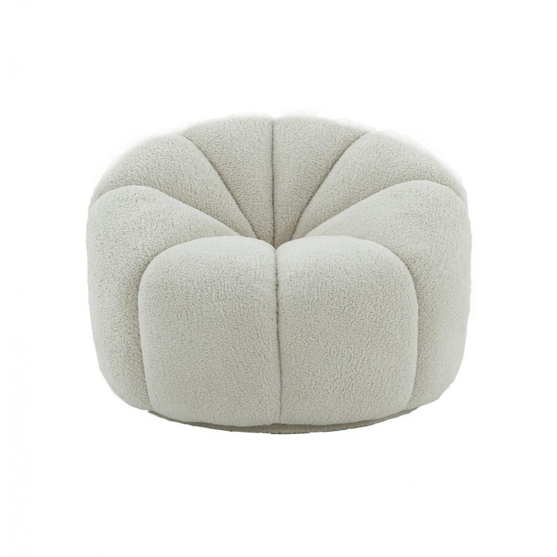 38" White Sherpa Lounge Chair By Homeroots