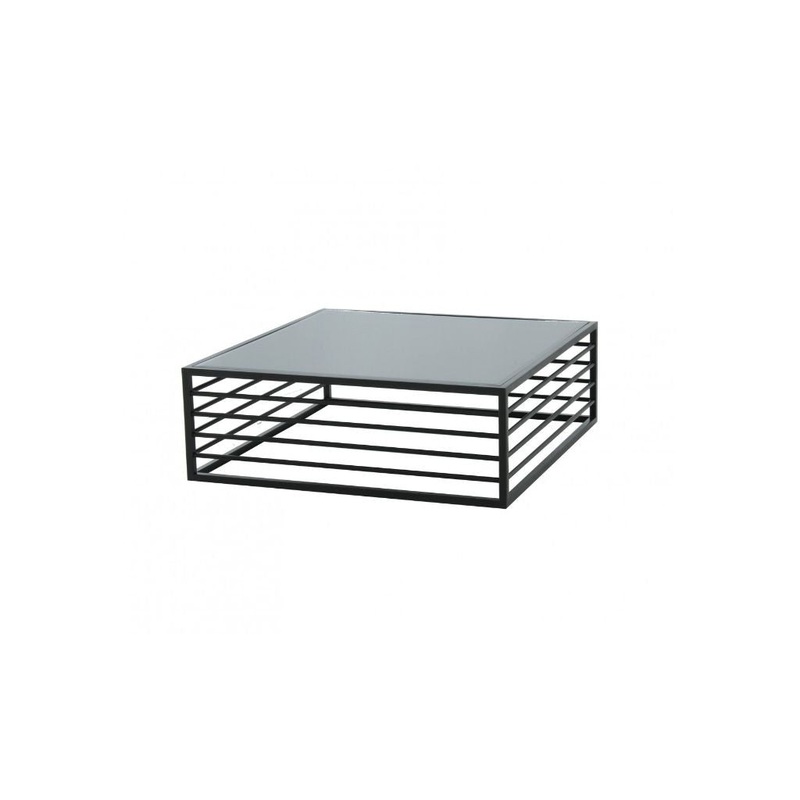 43" Black And Smoked Glass Square Coffee Table By Homeroots