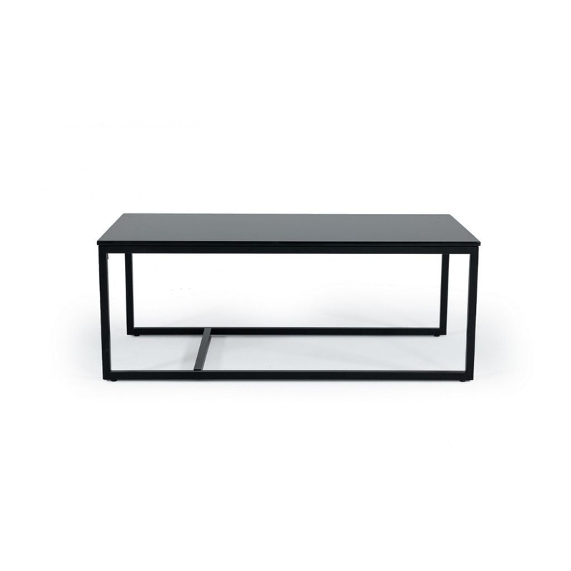 47" Black And Black Marble Stone Rectangular Coffee Table By Homeroots