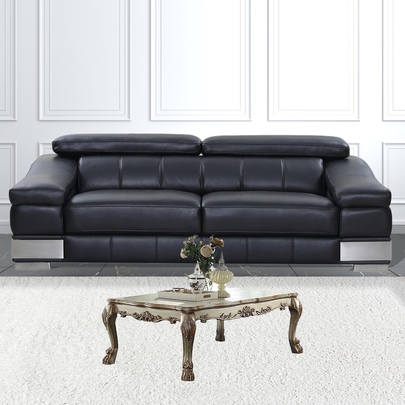 54" Bone And Gold Patina Manufactured Wood Rectangular Coffee Table By Homeroots