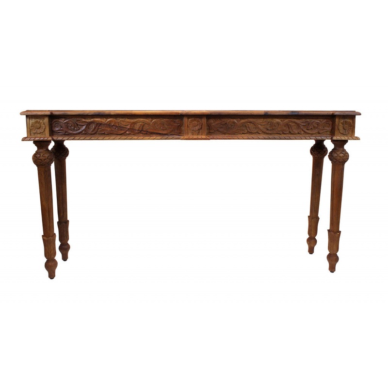 54" Brown Solid Wood Distressed Console Table By Homeroots