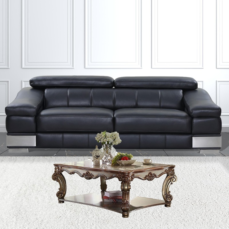 58" Gold Patina Finish Manufactured Wood Coffee Table With Storage By Homeroots