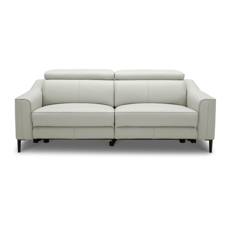 74" Grey Genuine Leather and Black Reclining Sofa By Homeroots