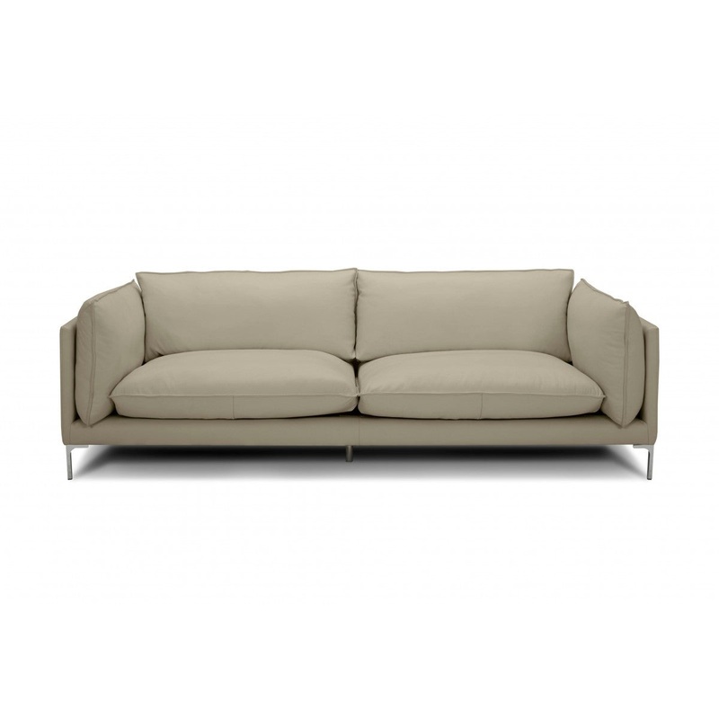 96" Taupe Top Grain Leather Sofa By Homeroots