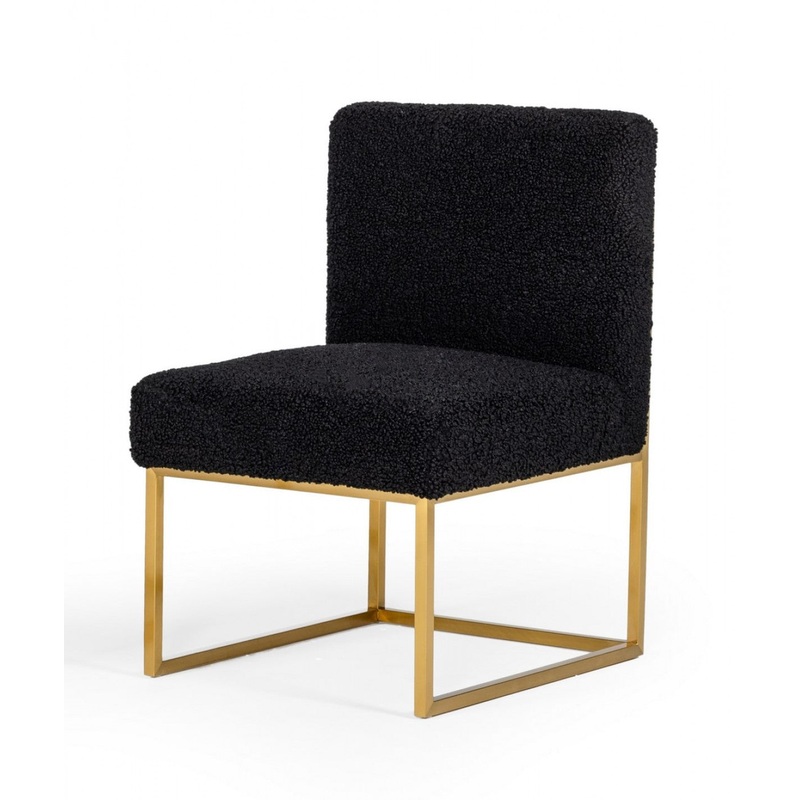 Set Of Two 23" Black And Gold Solid Color Parsons Chair By Homeroots