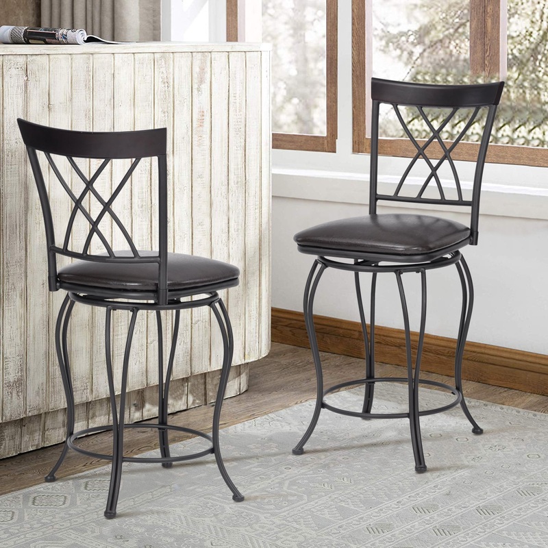 Set Of Two 38" Brown Small Bar Chairs By Homeroots