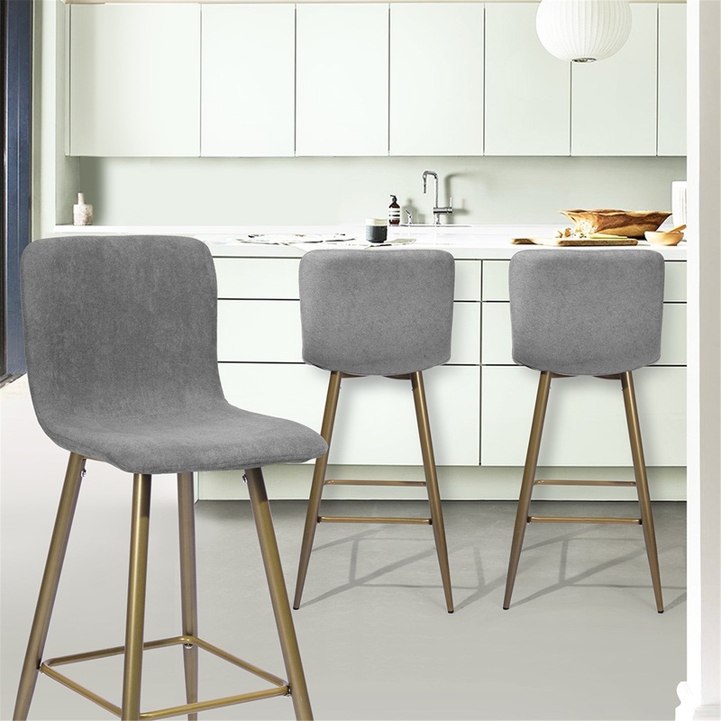 Set Of Two 40" Gray And Gold Bar Height Chairs With Footrest By Homeroots