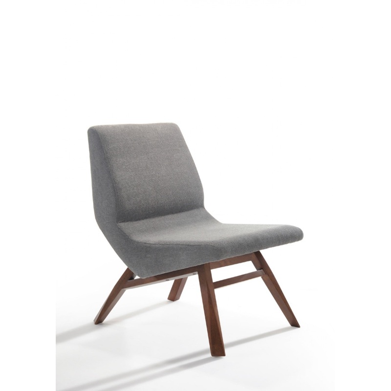 22" Grey And Walnut Solid Color Lounge Chair With Ottoman By Homeroots