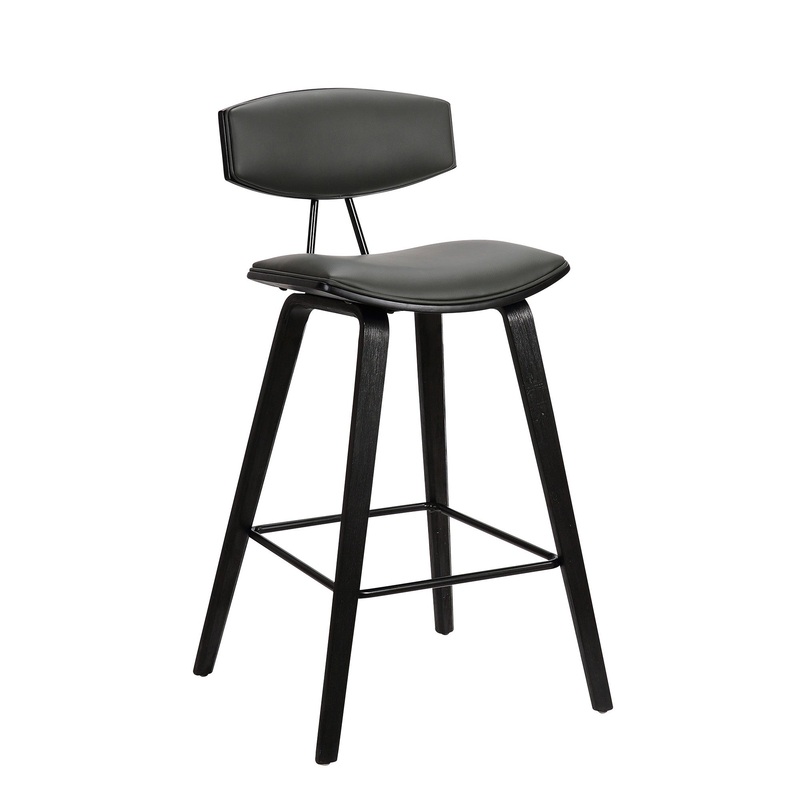 36" Gray And Black Iron Low Back Counter Height Bar Chair With Footrest By Homeroots