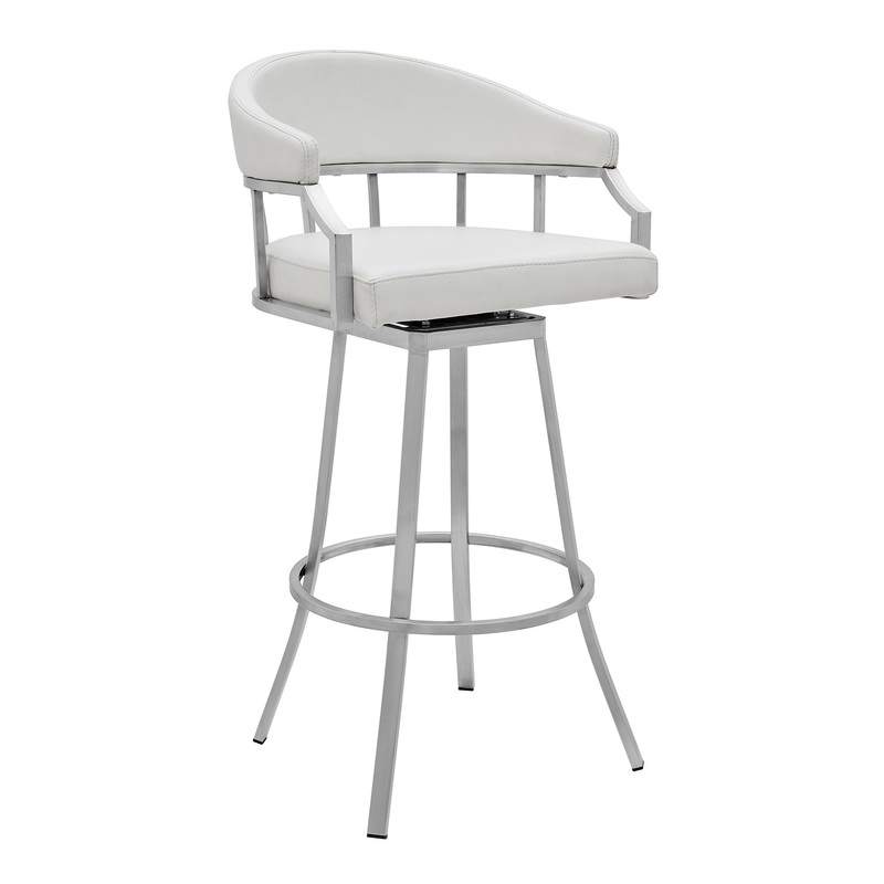 36" White Faux Leather And Iron Swivel Low Back Counter Height Bar Chair By Homeroots
