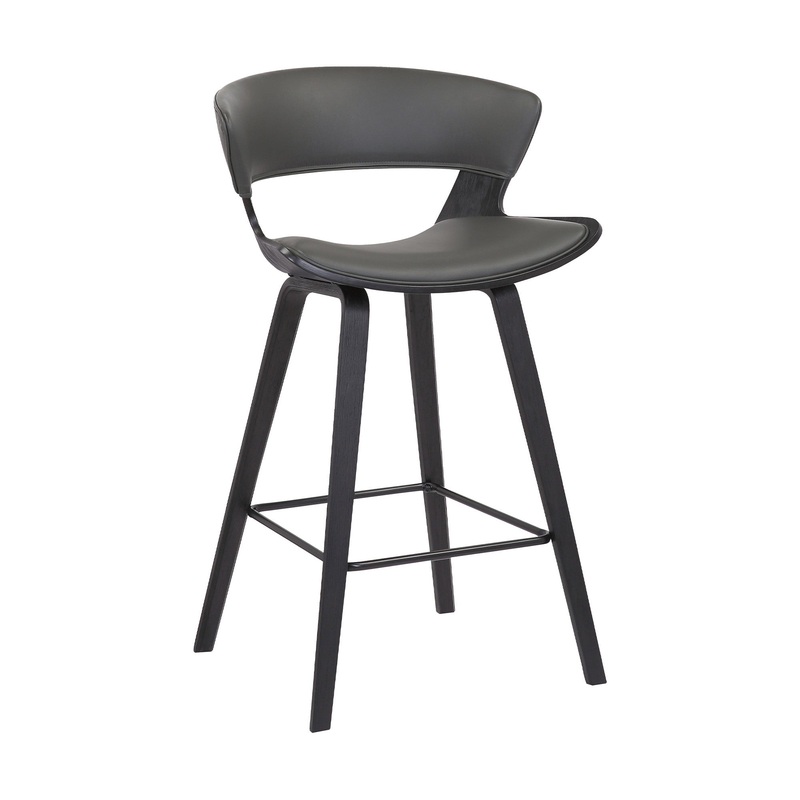 37" Gray And Black Iron Low back Counter Height Bar Chair With Footrest By Homeroots