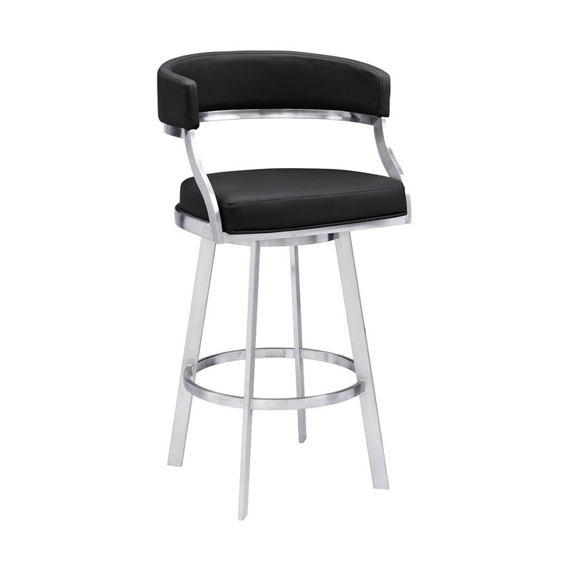 38" Black Faux Leather And Iron Swivel Counter Height Bar Chair By Homeroots