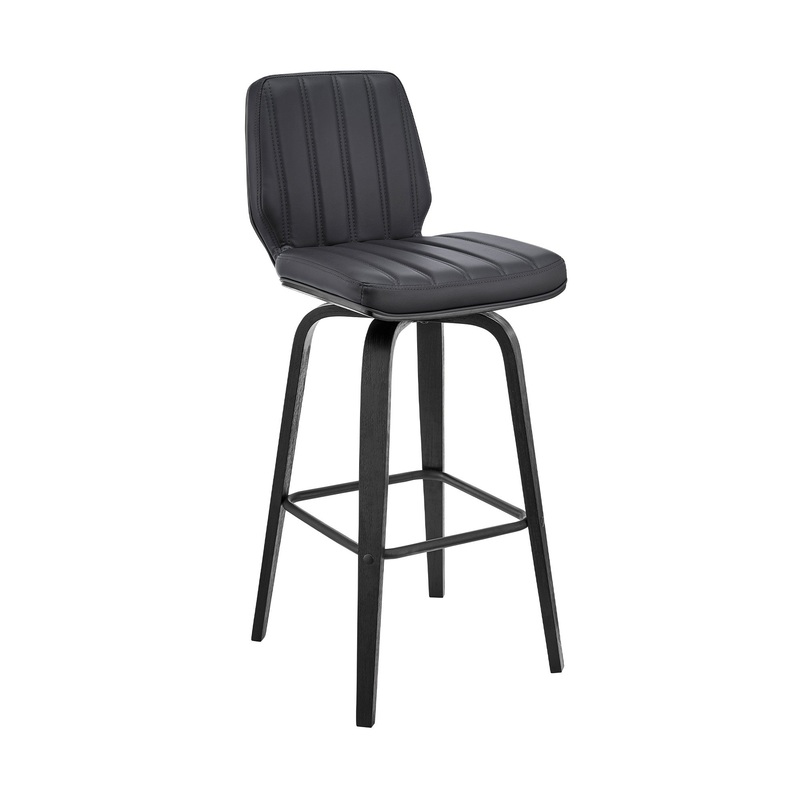 38" Gray Faux Leather And Iron Swivel Bar Height Chair By Homeroots