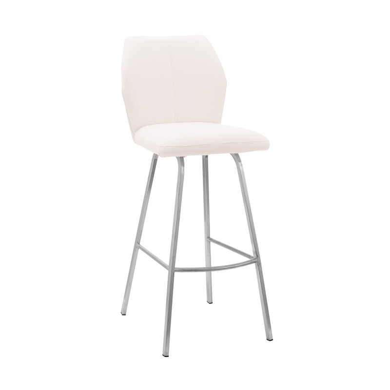 38" White Faux Leather And Iron Counter Height Bar Chair By Homeroots