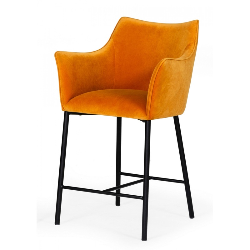 38" Yellow And Black Iron Low Back Counter Height Bar Chair With Footrest By Homeroots